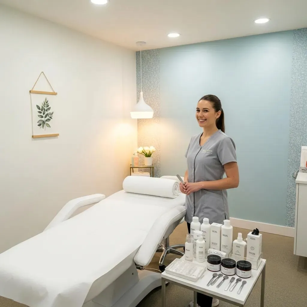 Welcoming interior of a waxing salon with a clean aesthetic and professional setup